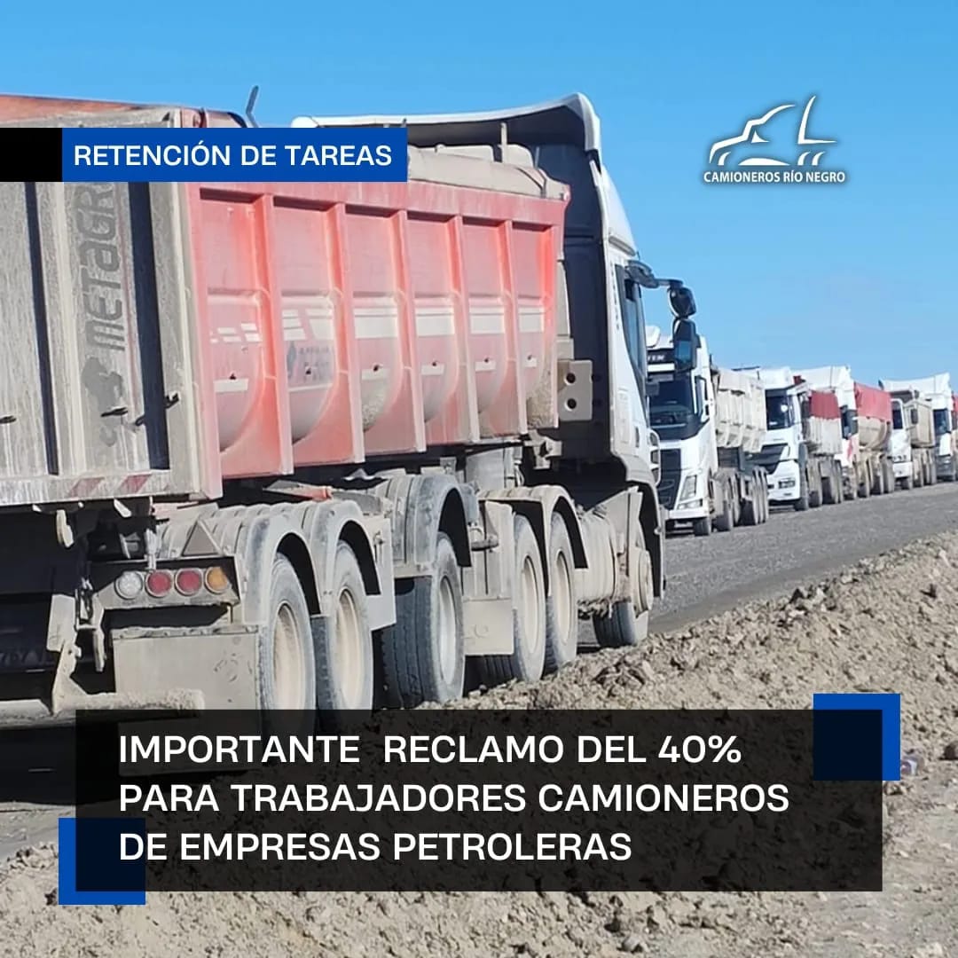 Camioneros Río Negro impulsa retención de tareas en Paso Córdoba por incumplimientos en el transporte de arena para la industria petrolera.